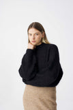SURI ALPACA CROPPED SWEATER HANDMADE BLACK