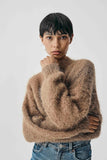 SURI ALPACA CROPPED SWEATER HANDMADE CAMEL