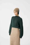 SURI ALPACA CROPPED SWEATER HANDMADE GREEN