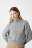 SURI ALPACA CROPPED SWEATER HANDMADE GREY