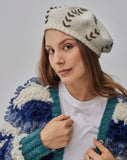 ALPACA BERET WHITE PURPLE