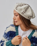 ALPACA BERET WHITE BROWN