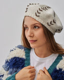 ALPACA BERET WHITE PURPLE