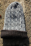 HANDMADE UNDYED BABY ALPACA BEANIE GREY BLACK