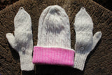HANDMADE UNDYED BABY ALPACA BEANIE WHITE AND PINK