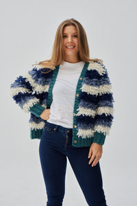 BIOLOGISCHE KATOEN PONCHO CHALAN BLAUW