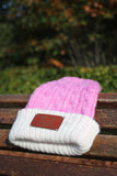 HAND-DYED REVERSIBLE BEANIE 100% BABY ALPACA BOTANICAL DYED PINK