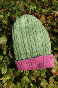 HAND-DYED 100% BABY ALPACA REVERSIBLE BEANIE PLANT DYE CITROEN