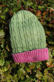 HAND-DYED 100% BABY ALPACA REVERSIBLE BEANIE PLANT DYE CITROEN