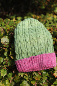 HAND-DYED 100% BABY ALPACA REVERSIBLE BEANIE PLANT DYE CITROEN