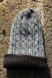 UNDYED 100% BABY ALPACA BEANIE GREY BLACK