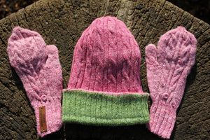 HAND-DYED 100% BABY ALPACA BEANIE PLANT DYED PINK CITROEN