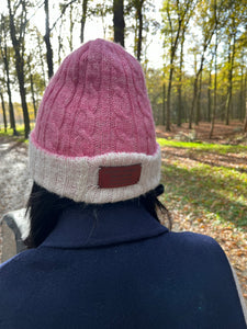 HAND-DYED REVERSIBLE BEANIE 100% BABY ALPACA BOTANICAL DYED PINK