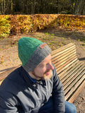 HAND-DYED 100% BABY ALPACA REVERSIBLE BEANIE BOTANICAL DYED GREEN