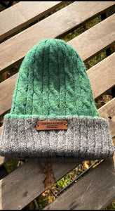 HAND-DYED 100% BABY ALPACA REVERSIBLE BEANIE BOTANICAL DYED GREEN