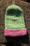 HAND-DYED 100% BABY ALPACA REVERSIBLE BEANIE PLANT DYE CITROEN